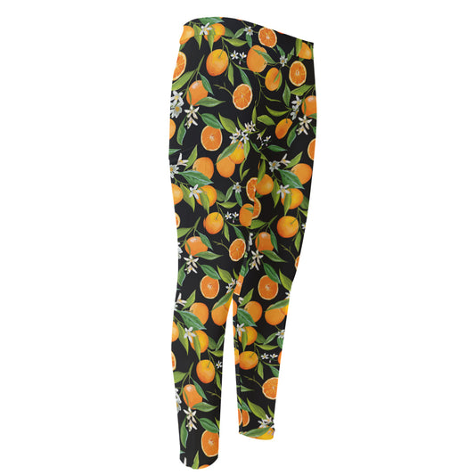 Orange Fruit Pattern Print Men's Compression Pants