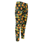 Orange Fruit Pattern Print Men's Compression Pants