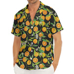 Orange Fruit Pattern Print Men's Deep V-Neck Shirt