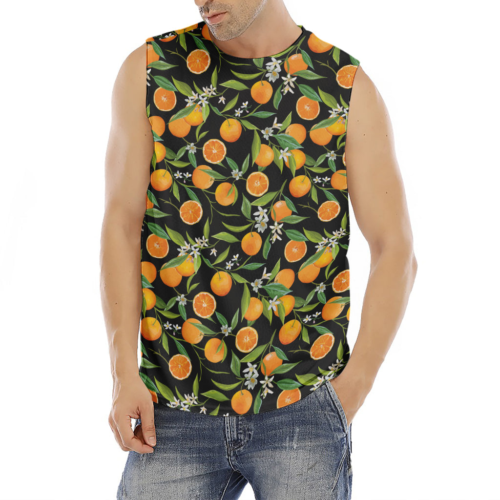 Orange Fruit Pattern Print Men's Fitness Tank Top