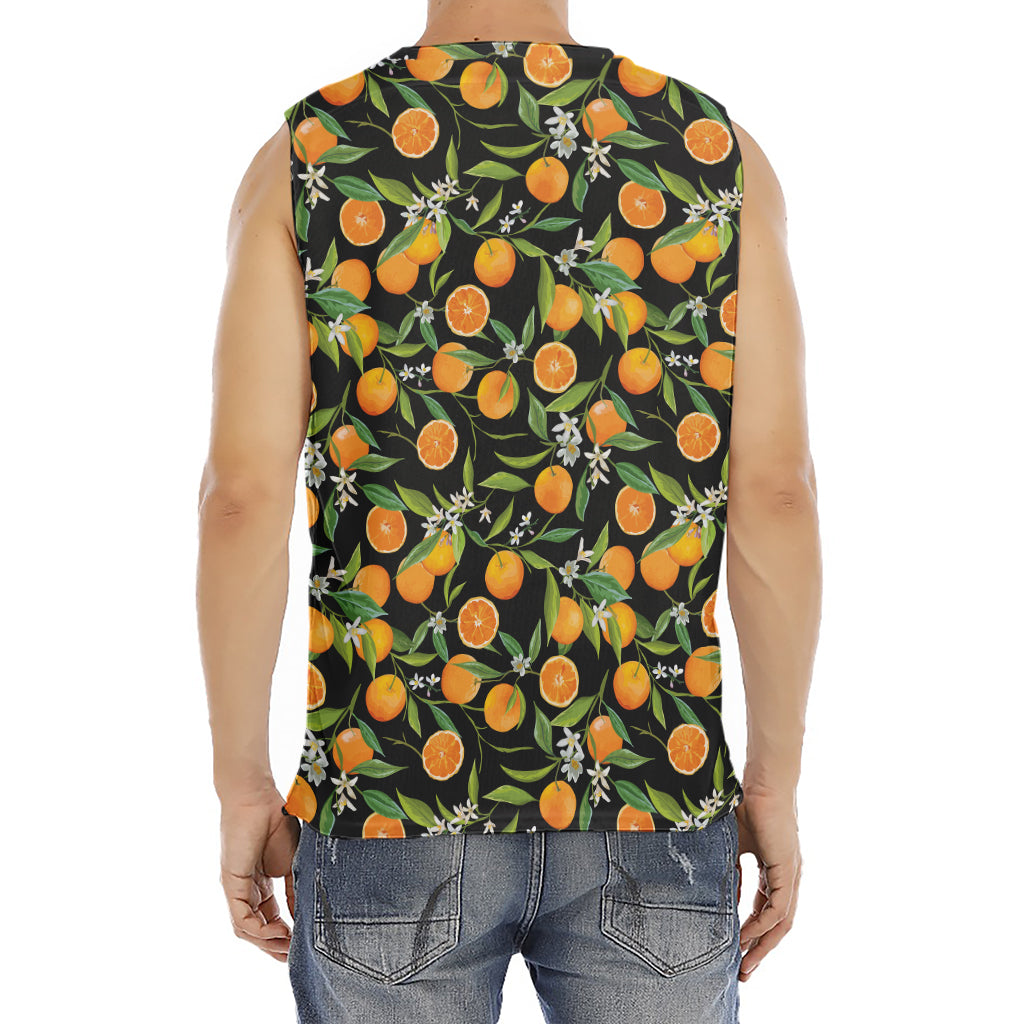 Orange Fruit Pattern Print Men's Fitness Tank Top