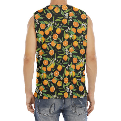 Orange Fruit Pattern Print Men's Fitness Tank Top