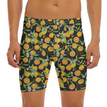 Orange Fruit Pattern Print Men's Long Boxer Briefs