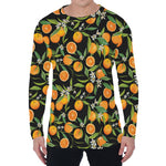 Orange Fruit Pattern Print Men's Long Sleeve T-Shirt
