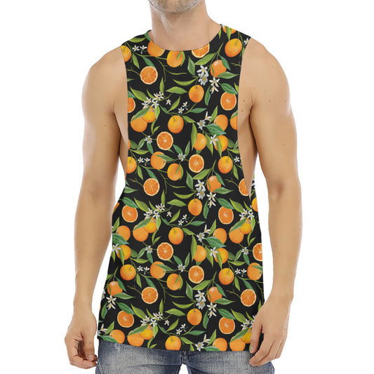 Orange Fruit Pattern Print Men's Muscle Tank Top