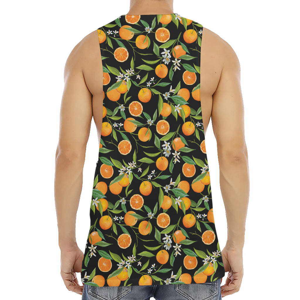 Orange Fruit Pattern Print Men's Muscle Tank Top