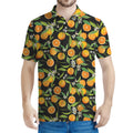 Orange Fruit Pattern Print Men's Polo Shirt