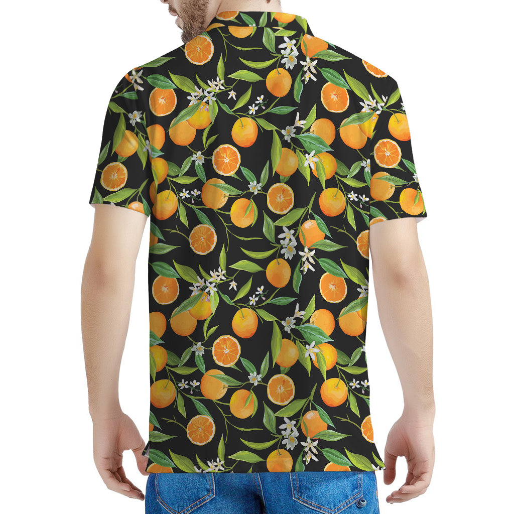 Orange Fruit Pattern Print Men's Polo Shirt