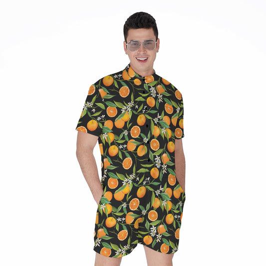 Orange Fruit Pattern Print Men's Rompers