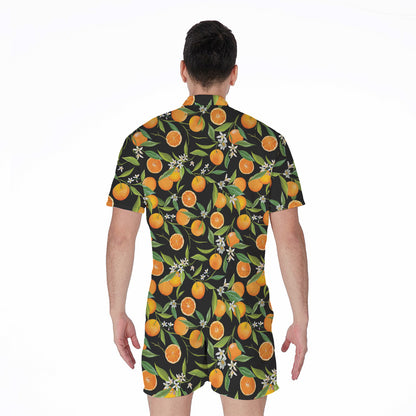 Orange Fruit Pattern Print Men's Rompers