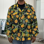 Orange Fruit Pattern Print Men's Shirt Jacket