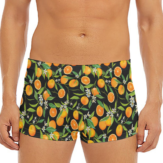Orange Fruit Pattern Print Men's Short Boxer Briefs