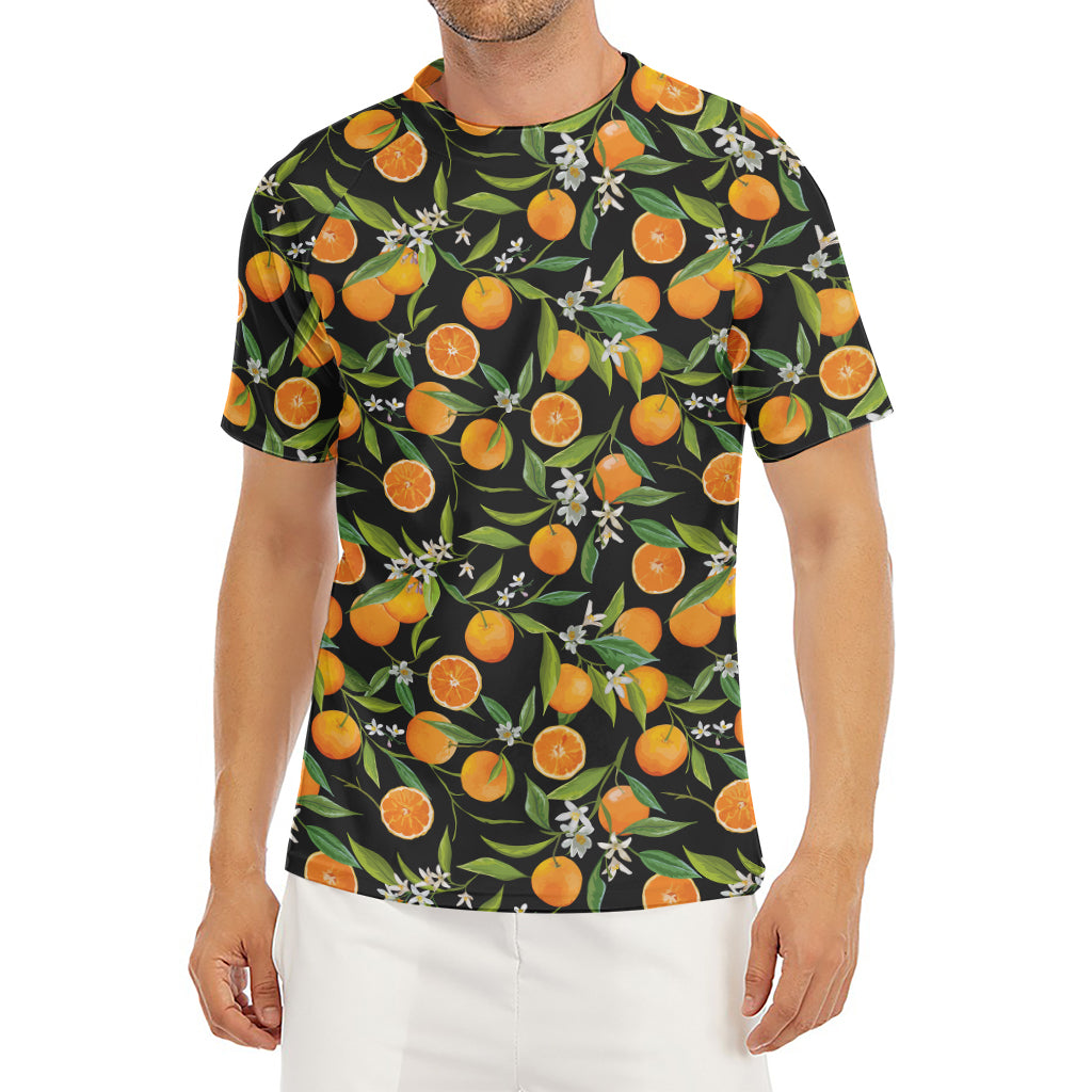 Orange Fruit Pattern Print Men's Short Sleeve Rash Guard