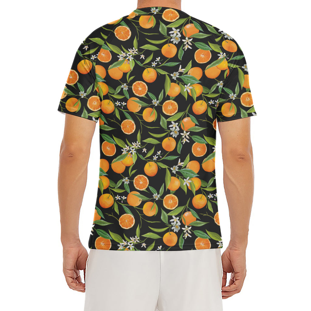 Orange Fruit Pattern Print Men's Short Sleeve Rash Guard
