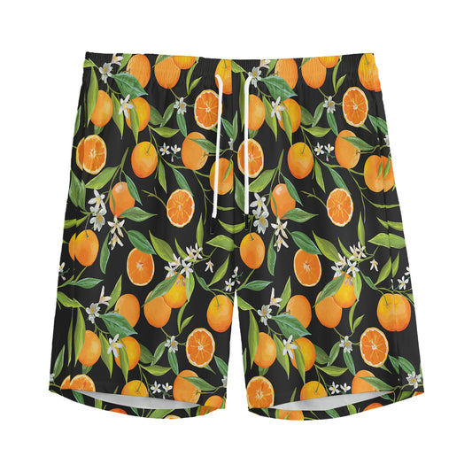 Orange Fruit Pattern Print Men's Sports Shorts