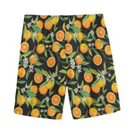 Orange Fruit Pattern Print Men's Sports Shorts