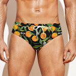 Orange Fruit Pattern Print Men's Swim Briefs