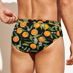 Orange Fruit Pattern Print Men's Swim Briefs