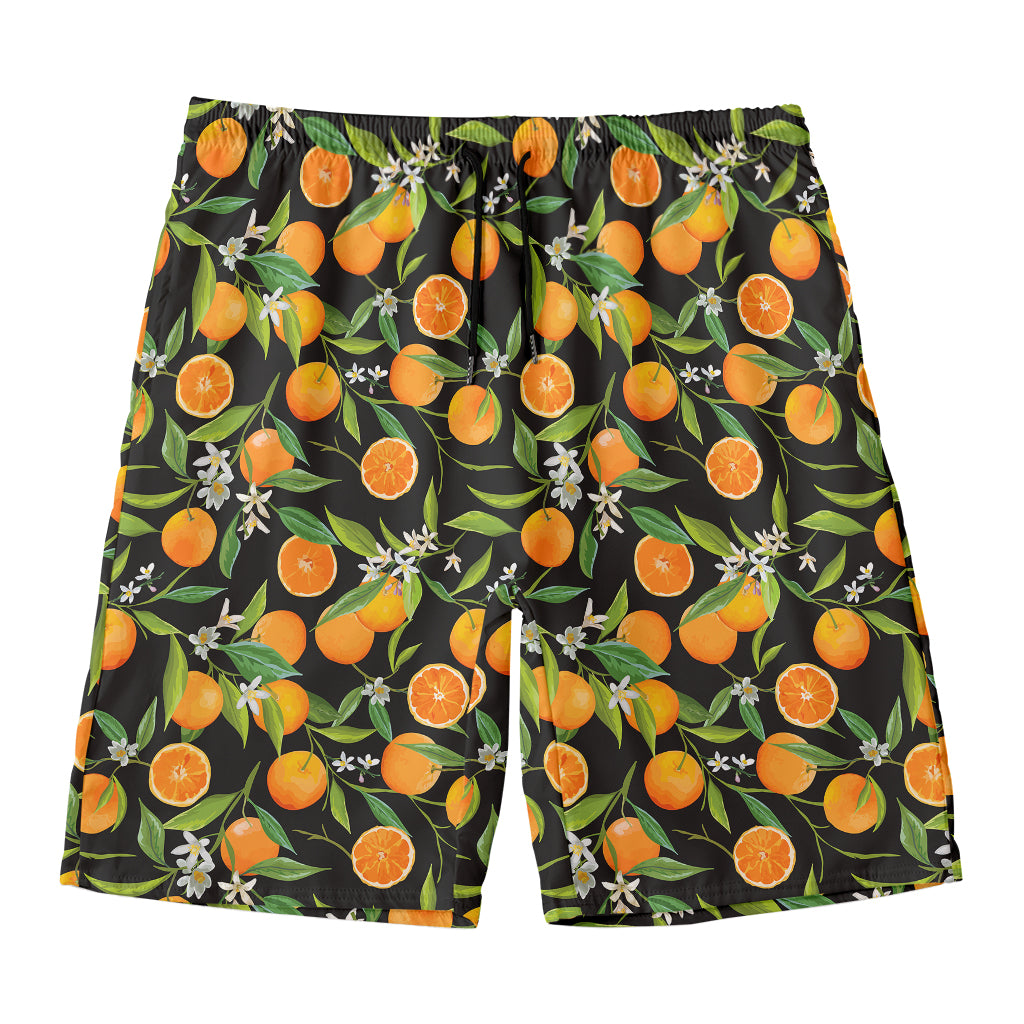 Orange Fruit Pattern Print Men's Swim Trunks