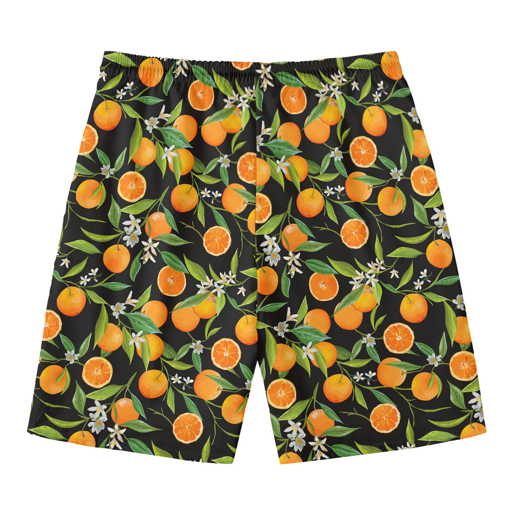 Orange Fruit Pattern Print Men's Swim Trunks