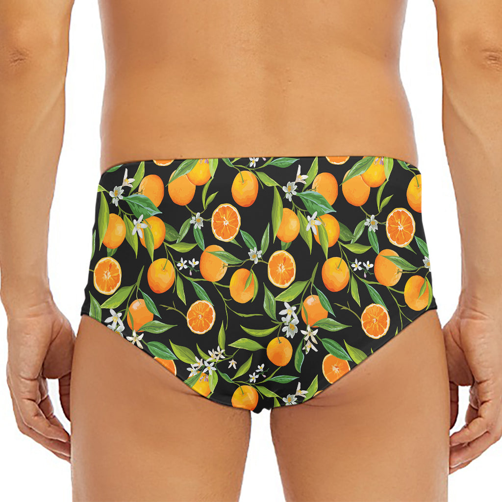 Orange Fruit Pattern Print Men's Triangle Swim Briefs
