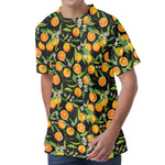 Orange Fruit Pattern Print Men's Velvet T-Shirt