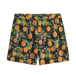 Orange Fruit Pattern Print Mesh Shorts