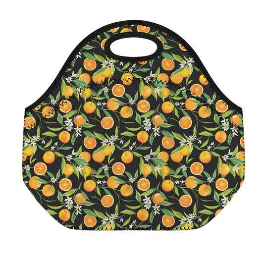 Orange Fruit Pattern Print Neoprene Lunch Bag