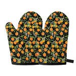 Orange Fruit Pattern Print Oven Mitts
