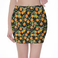 Orange Fruit Pattern Print Pencil Mini Skirt