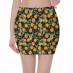 Orange Fruit Pattern Print Pencil Mini Skirt