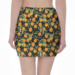 Orange Fruit Pattern Print Pencil Mini Skirt