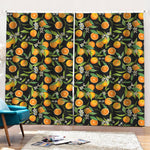 Orange Fruit Pattern Print Pencil Pleat Curtains