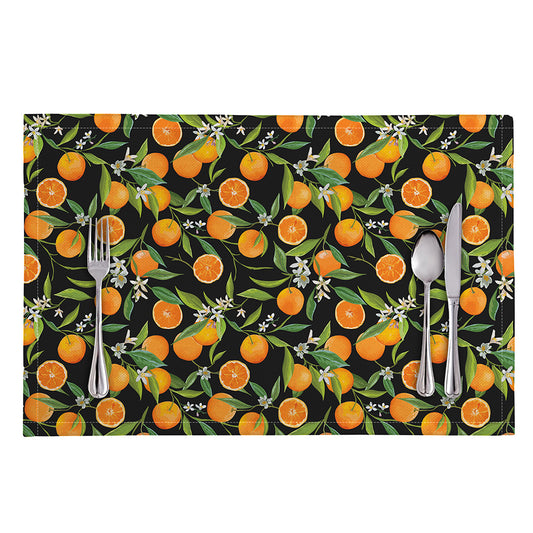 Orange Fruit Pattern Print Placemat
