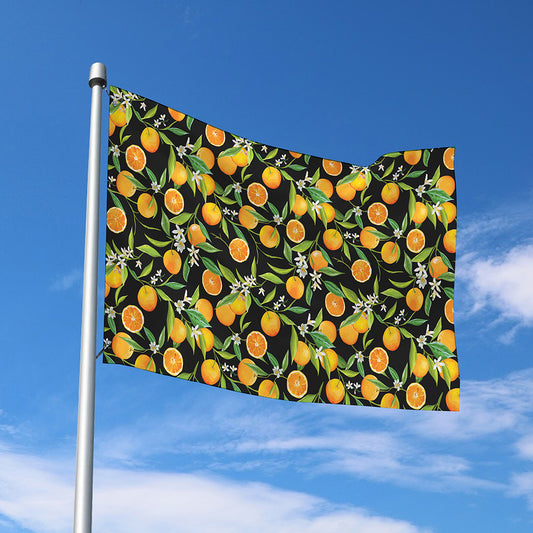 Orange Fruit Pattern Print Polyester Flag