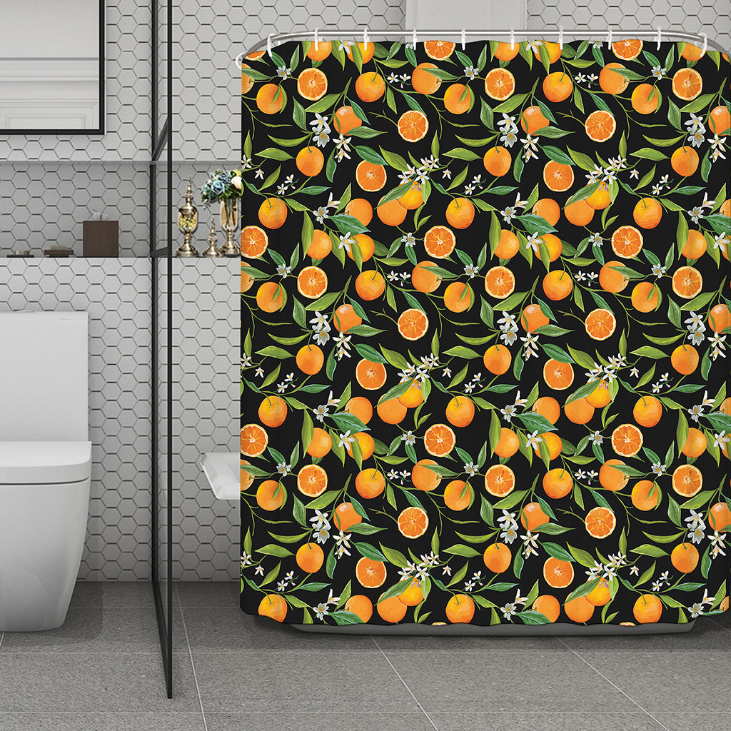Orange Fruit Pattern Print Polyester Shower Curtain