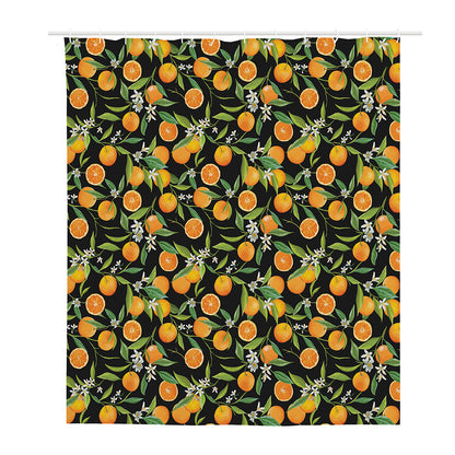 Orange Fruit Pattern Print Polyester Shower Curtain