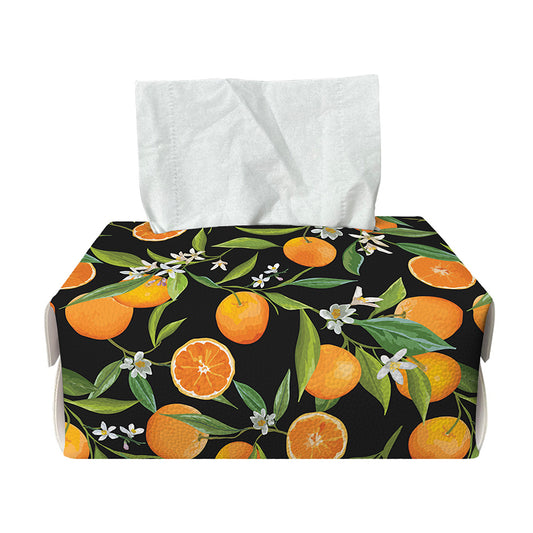 Orange Fruit Pattern Print Rectangle Tissue Box Cover