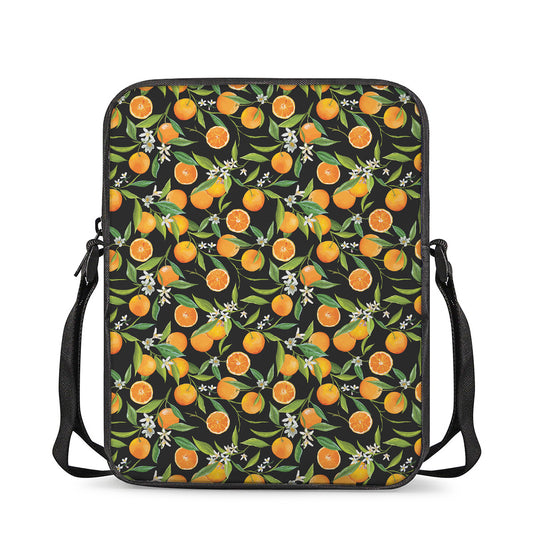 Orange Fruit Pattern Print Rectangular Crossbody Bag