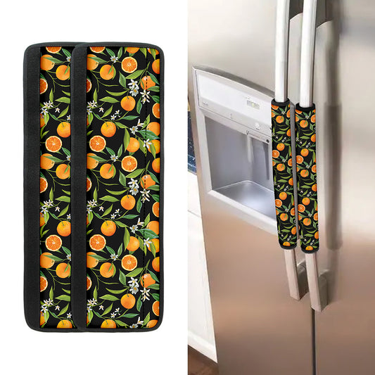 Orange Fruit Pattern Print Refrigerator Handle Covers