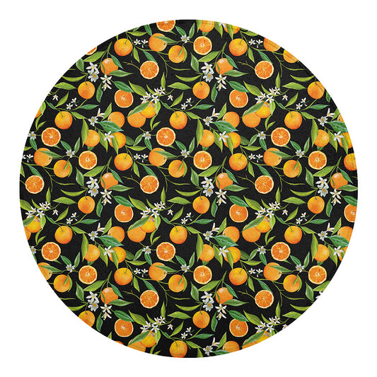 Orange Fruit Pattern Print Round Blanket