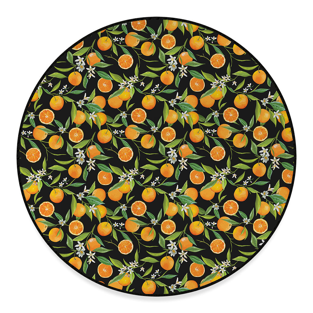 Orange Fruit Pattern Print Round Floor Mat