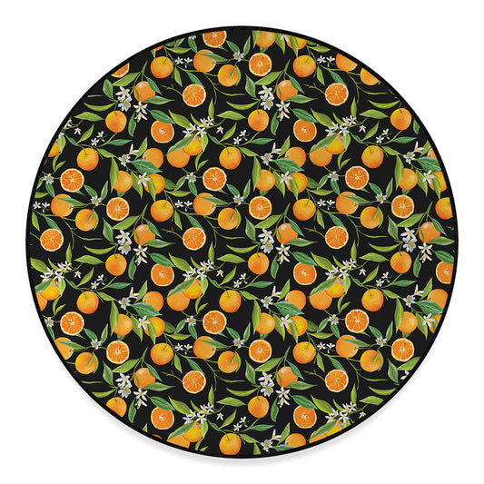 Orange Fruit Pattern Print Round Floor Mat