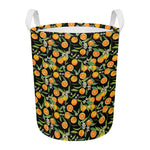 Orange Fruit Pattern Print Round Laundry Basket