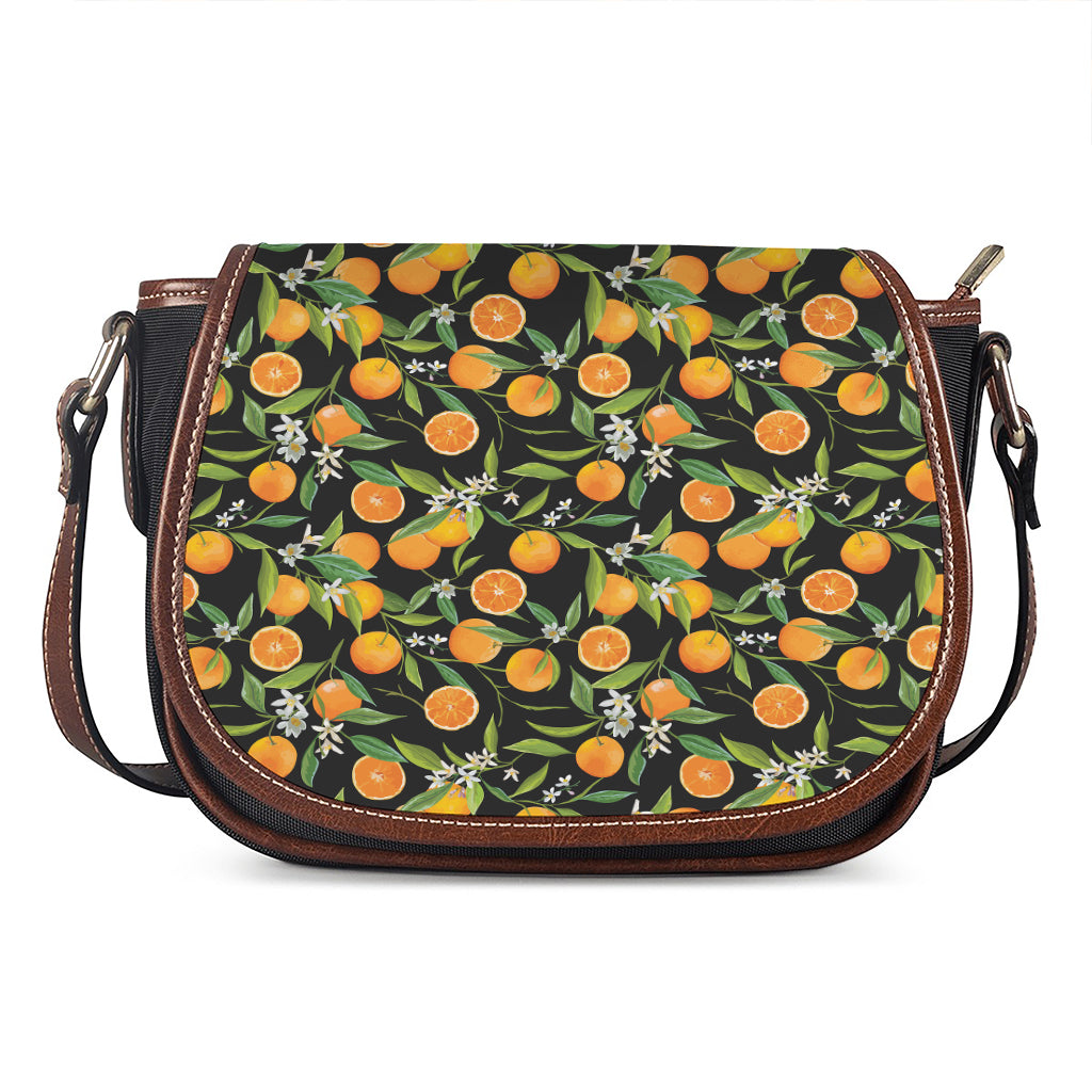 Orange Fruit Pattern Print Saddle Bag