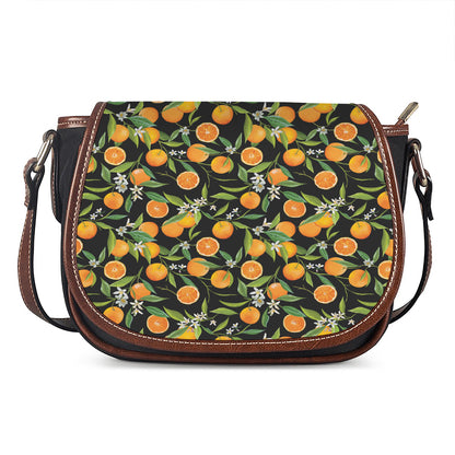 Orange Fruit Pattern Print Saddle Bag