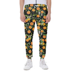Orange Fruit Pattern Print Scuba Joggers