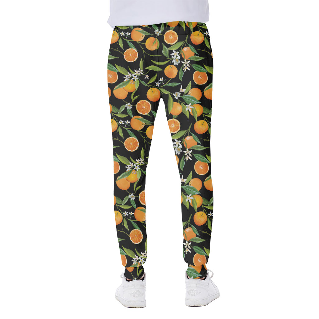 Orange Fruit Pattern Print Scuba Joggers