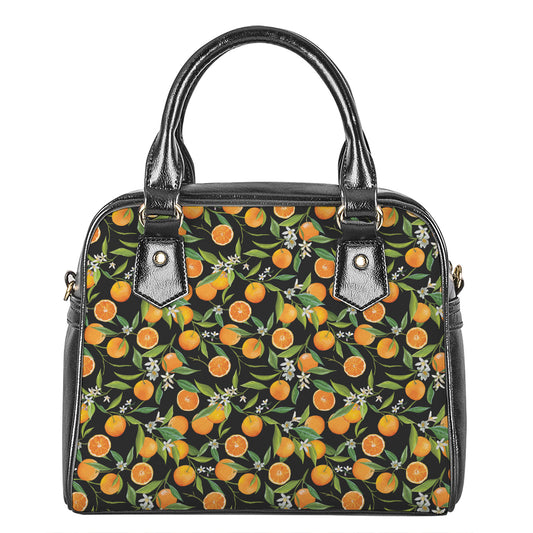 Orange Fruit Pattern Print Shoulder Handbag