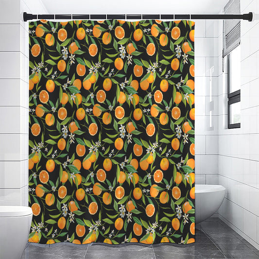 Orange Fruit Pattern Print Shower Curtain